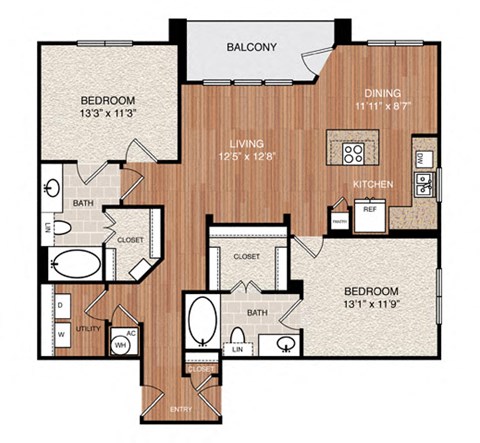 D5 Floor Plan at Berkshire Medical District, Dallas, TX, 75219